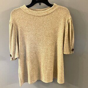 Women’s IVY RIDGE Short Sleeve Color Beige Round Mock neckline Top Medium